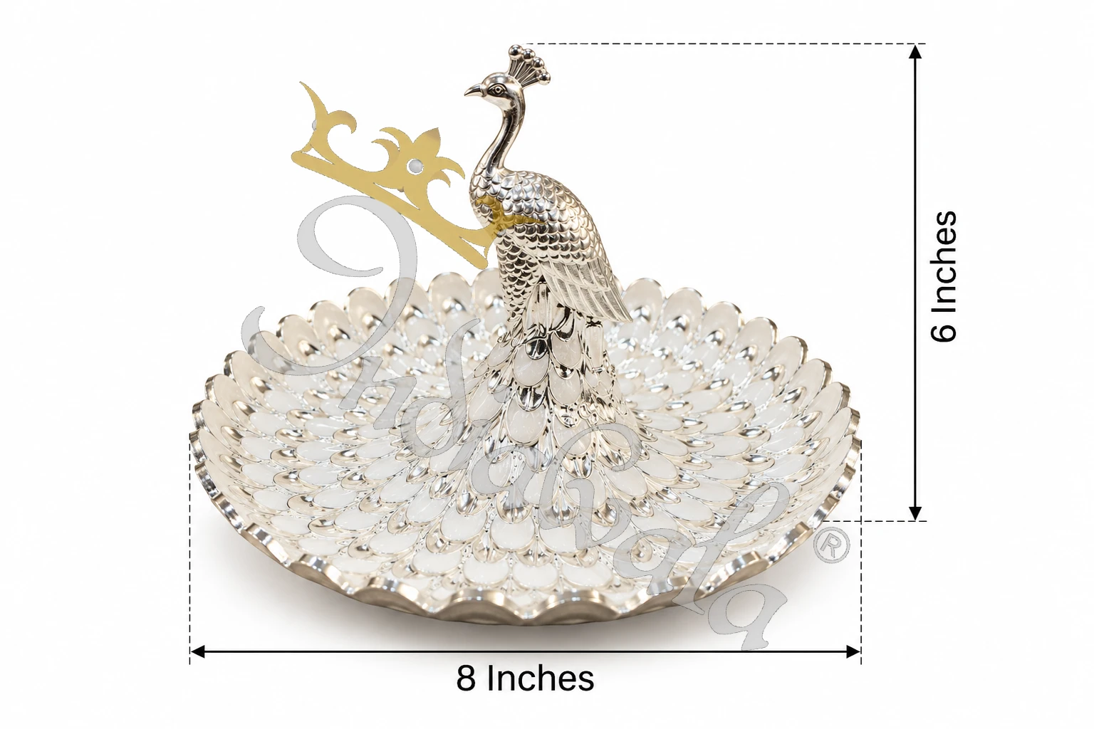 INW-9500_1 Handcrafted German Silver Peacock Gifting Tray for premium corporate gifting